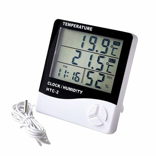 Relógio, Termômetro e Medidor de Umidade Digital Lcd