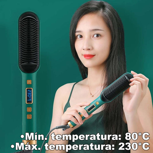 Escova Alisadora de Cabelos Multifuncional Bivolt com Display de Temperatura