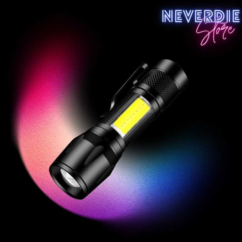 Mini Lanterna Militar Tática Com Led Forte E Zoom