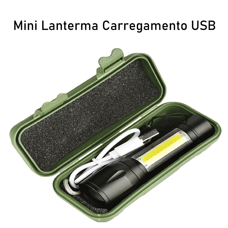 Mini Lanterna Militar Tática Com Led Forte E Zoom