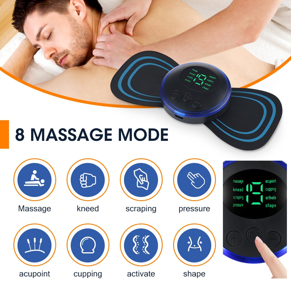 Mini Massageador Elétrico com Display LCD e Controle Remoto