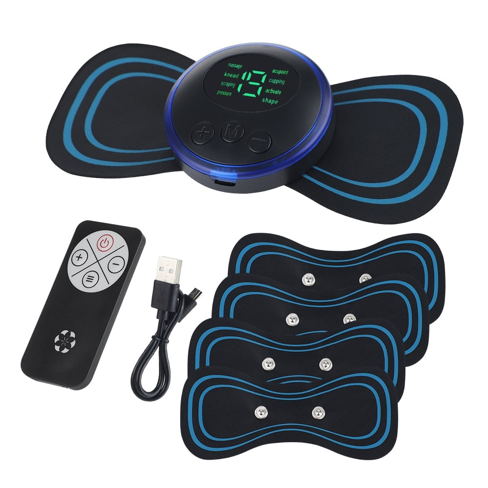 Mini Massageador Elétrico com Display LCD e Controle Remoto