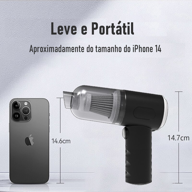 Aspirador De Pó Preto Usb Portátil Completo Linha Premium Carro E Casa 2000mAh