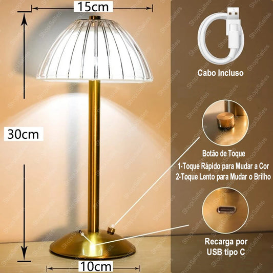 Abajur de Mesa Led Recarregável