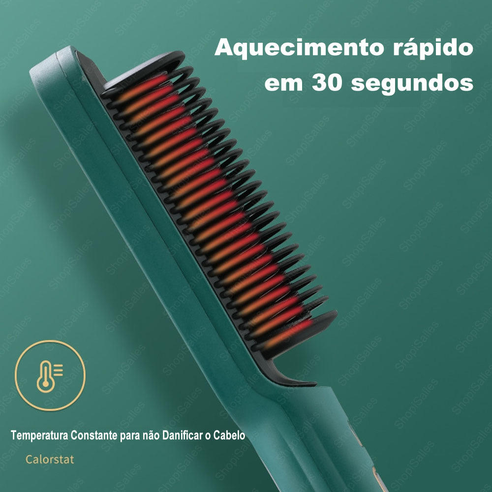 Escova Alisadora de Cabelos Multifuncional Bivolt com Display de Temperatura