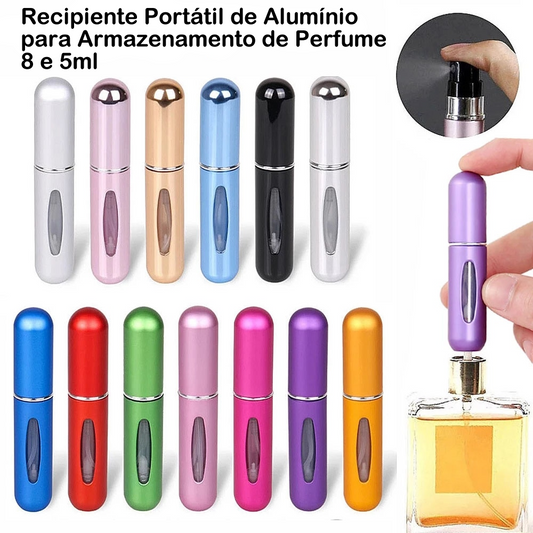 Recipiente Portátil de Alumínio para Armazenamento de Perfume 5ml e 8ml