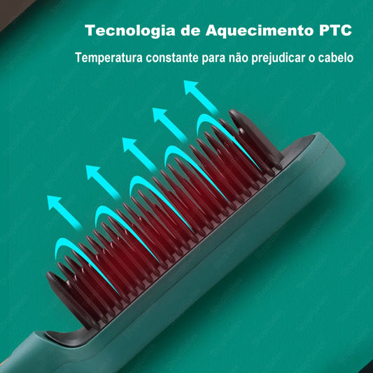 Escova Alisadora de Cabelos Multifuncional Bivolt com Display de Temperatura